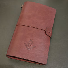 Brown Leather Masonic Journal Soft Cover Embossed Symbol