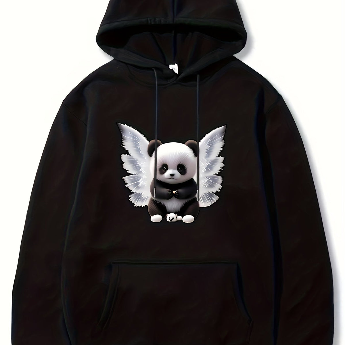 Panda & Wings Print Hoodie For Men Casual Hooded Long Sleeve Top Gift
