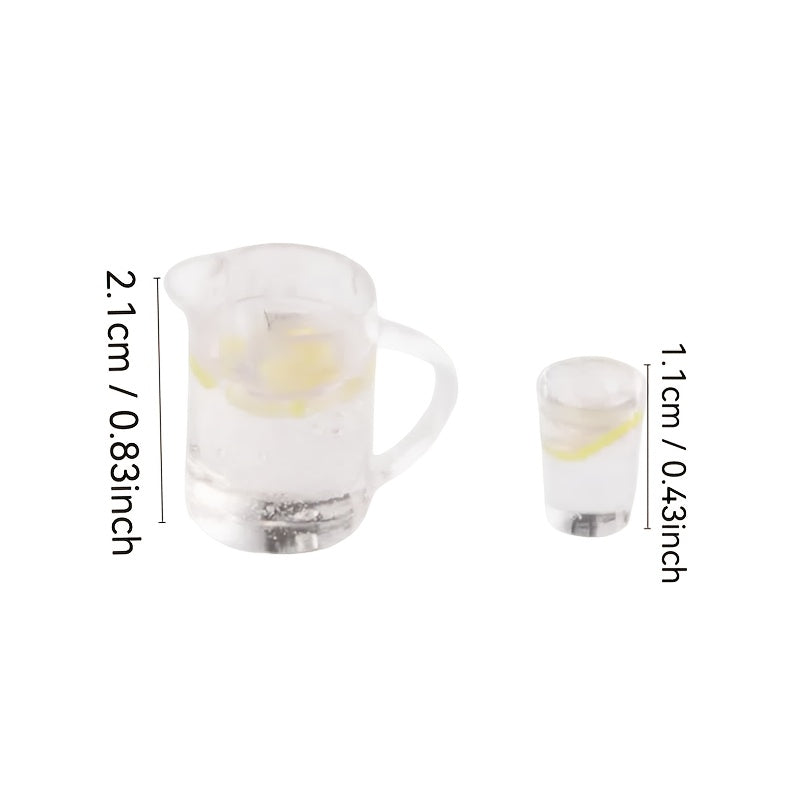 1/12 Dollhouse Cups Set with Kettle and 3 Water Cups - Mini Home Accessories
