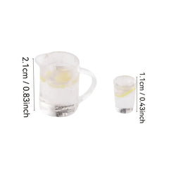 1/12 Dollhouse Cups Set with Kettle and 3 Water Cups - Mini Home Accessories