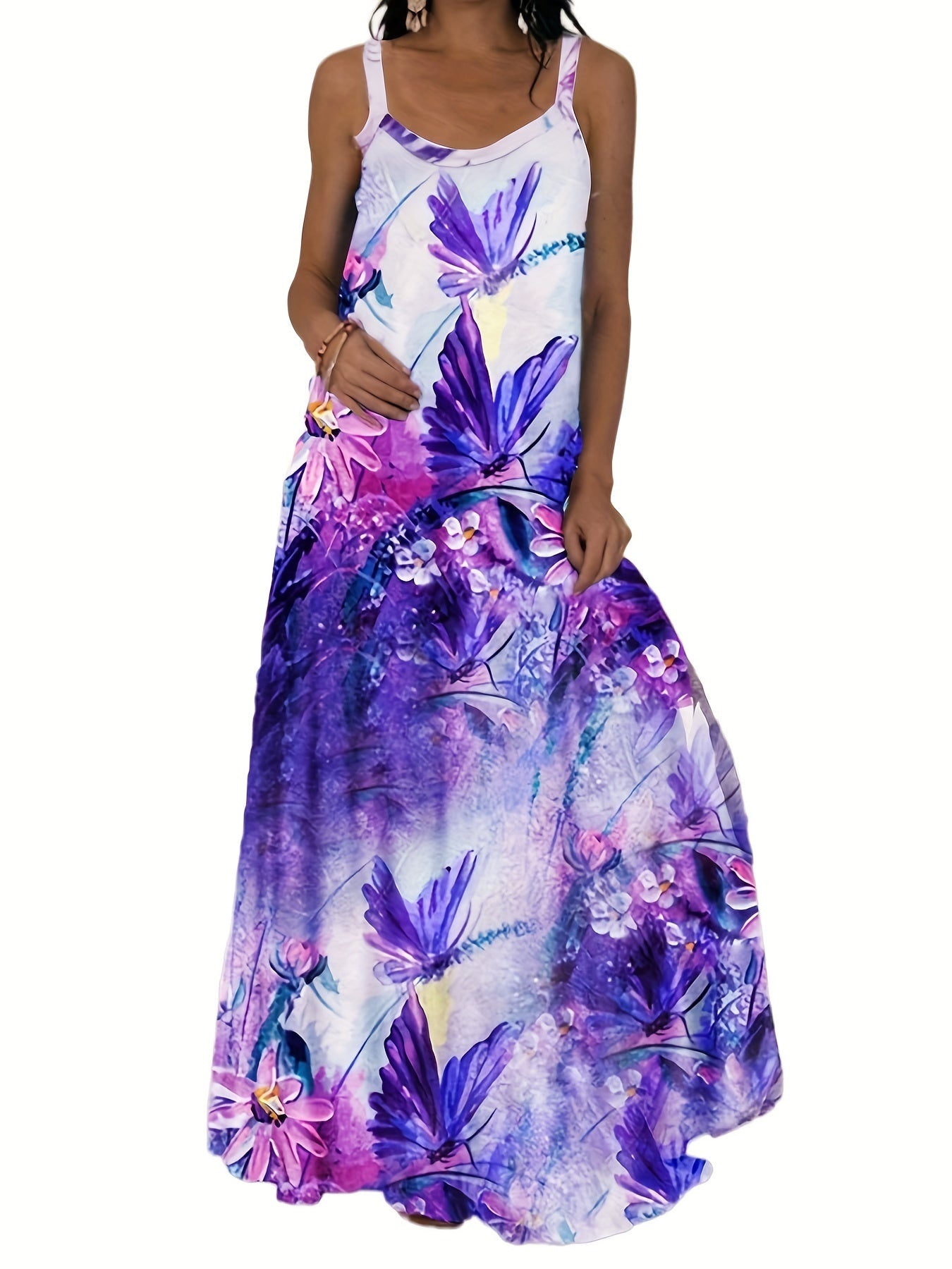  Star & Butterfly Print Maxi Cami Dress