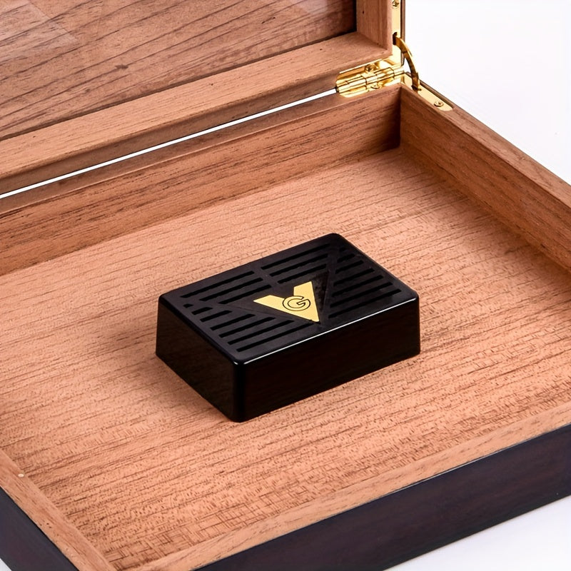 Wooden Storage Box With Hygrometer & Divider For 25pcs Protective Storage