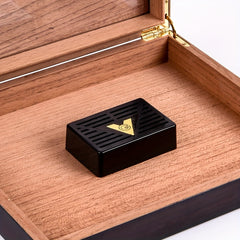 Wooden Storage Box With Hygrometer & Divider For 25pcs Protective Storage