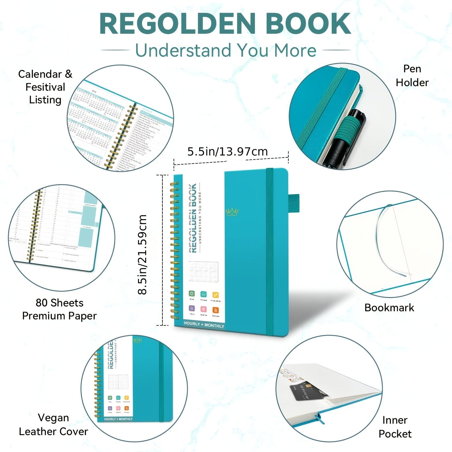 Regolden Book Daily Goal Undated Planner