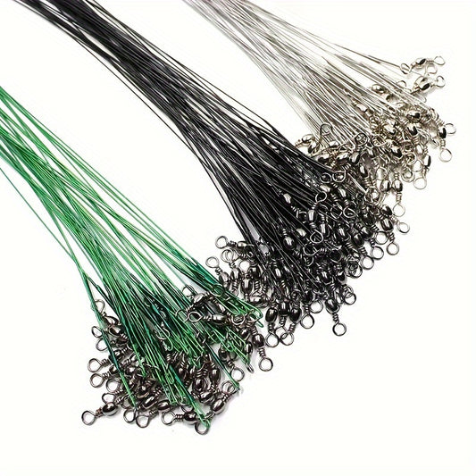 20pcs Stainless Steel Wire Fishing Guide Line With Swivel Snaps Tackle