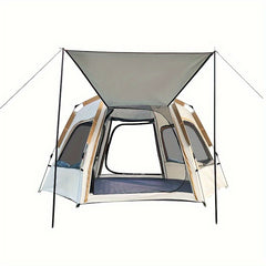 Hexagonal Camping Tent Waterproof Easy Setup 4 Windows 2 Doors Outdoor Hiking