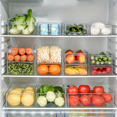 Clear Plastic Refrigerator Organizer Bins for Kitchen and Pantry
