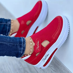 Women's Platform Mesh Sneakers Casual Breathable Hook & Loop Non Slip Flats