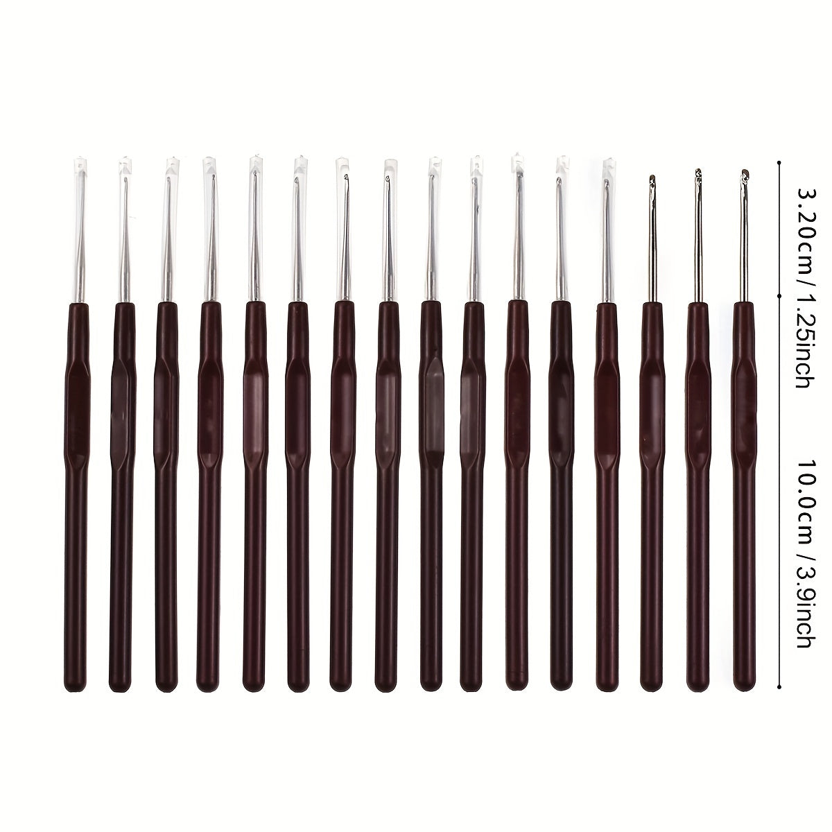 16pcs Ergonomic Crochet Hooks Set 0.5mm-2.5mm Knitting Needles Set
