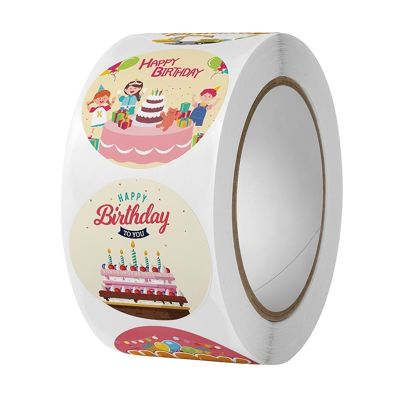 500pcs Birthday Happy Sticker Roll Gift Bag Lid Sticker For Gift Wrapping