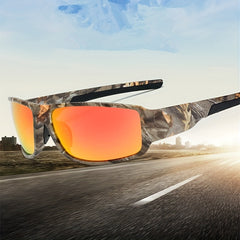 Men's Camo Polarized Sunglasses for Cycling Outdoor Sports with Zipper Case