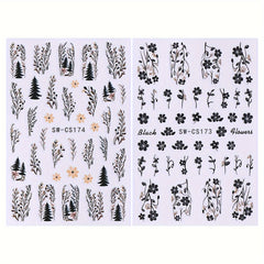 Floral Nail Art Stickers Set of 2 Sheets Self Adhesive Embellish