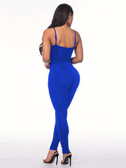 Solid Cami Jumpsuit Casual High Stretch Sleeveless Long Length Jumpsuit