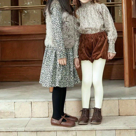 2pairs Girls Kids Knitted Leggings Soft High Elasticity Tight Leggings