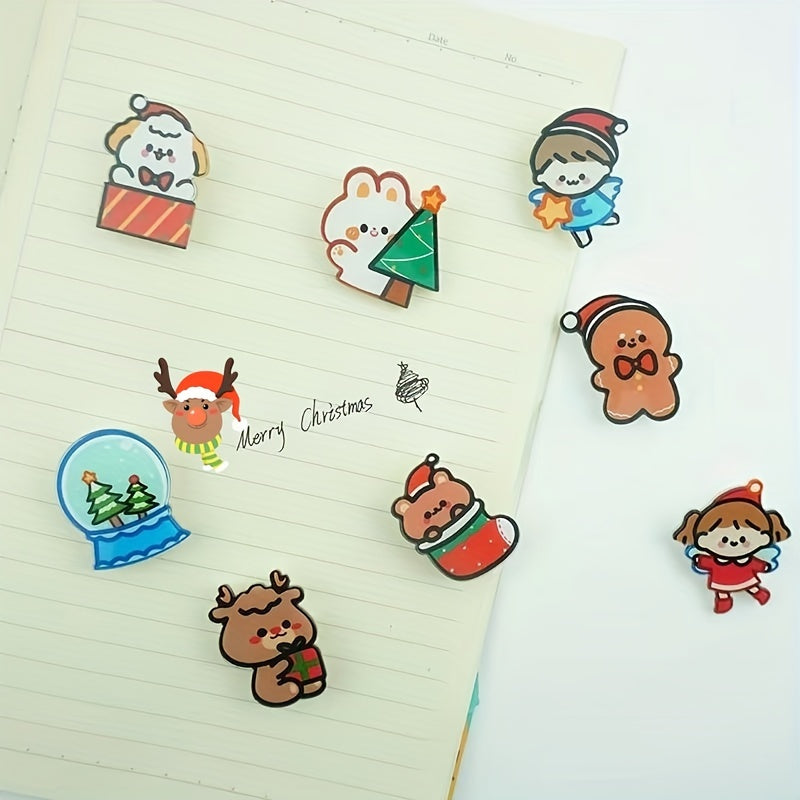 8pc Cartoon Christmas Brooches For Girls