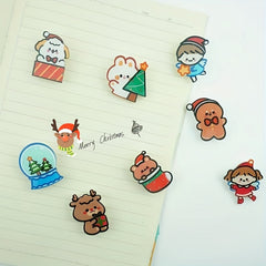 8pc Cartoon Christmas Brooches For Girls