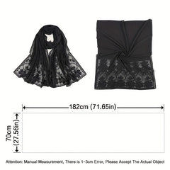 Lace Shawl Solid Jacquard Flower Hollow Cape for Women
