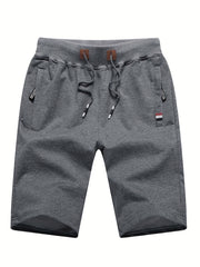 Men's Casual Solid Mid Stretch Elastic Waist Drawstring Shorts