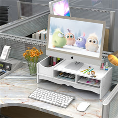 Wooden Desktop Monitor Stand with Storage Compartment