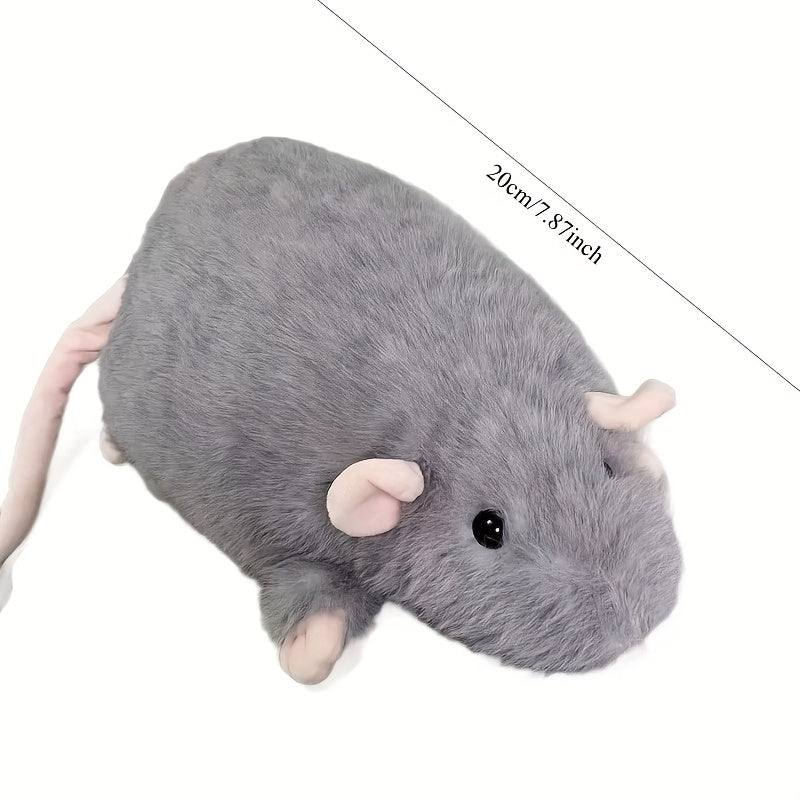 Realistic Mouse Plush Toy Gray Flower Branch Mouse Plush Adorable