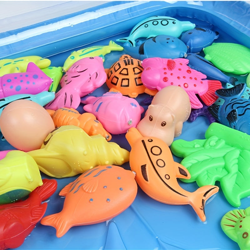 Kids Fishing Toy Set Inflatable Pool Magnetic Puzzle Cat Fishing