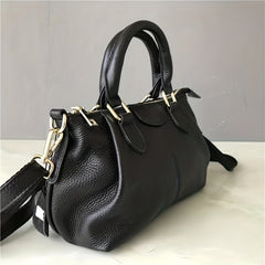 Leather Boston Bag Crossbody Bag With Adjustable Strap