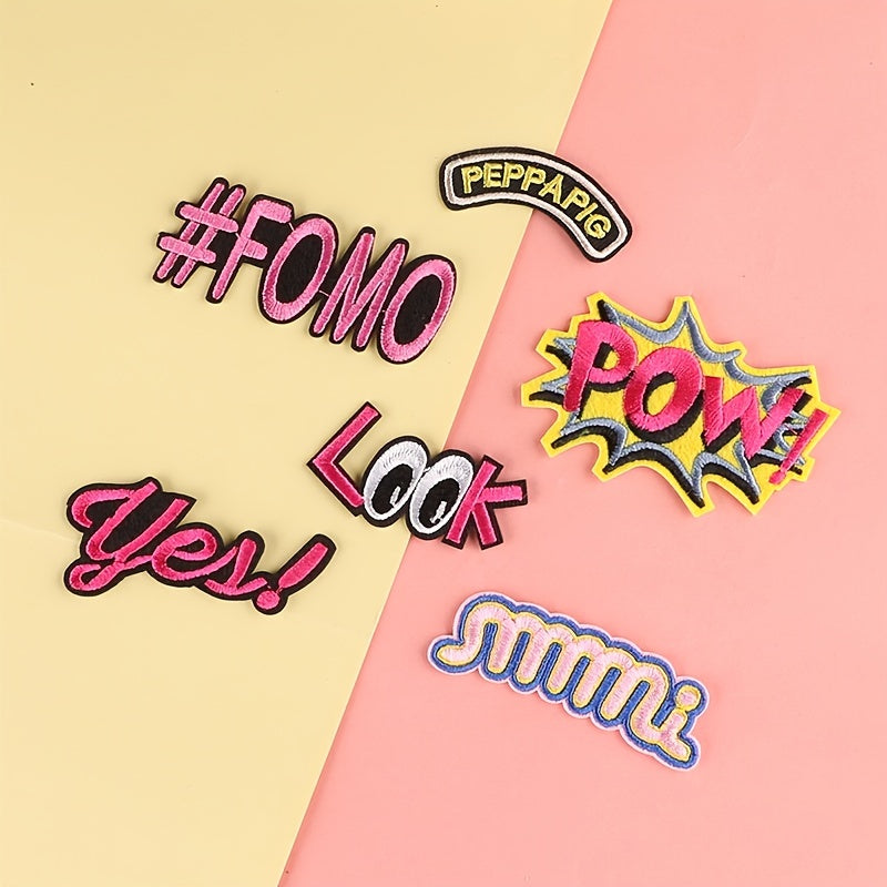 6pcs Cartoon Letter Embroidered Patches DIY Jacket Accessories