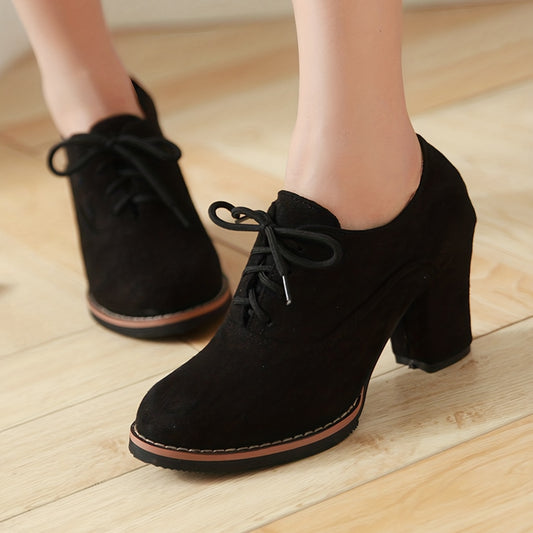 Women's Lace-Up Block Heel Pumps Comfortable Closed Toe Oktoberfest Dress Shoes