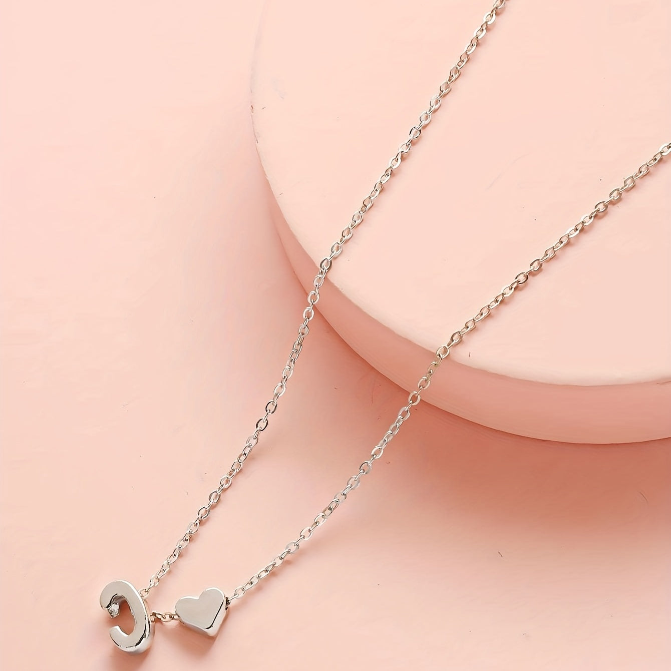 Silver Love 26 Letter Necklace With Heart Pendant Clavicle Chain