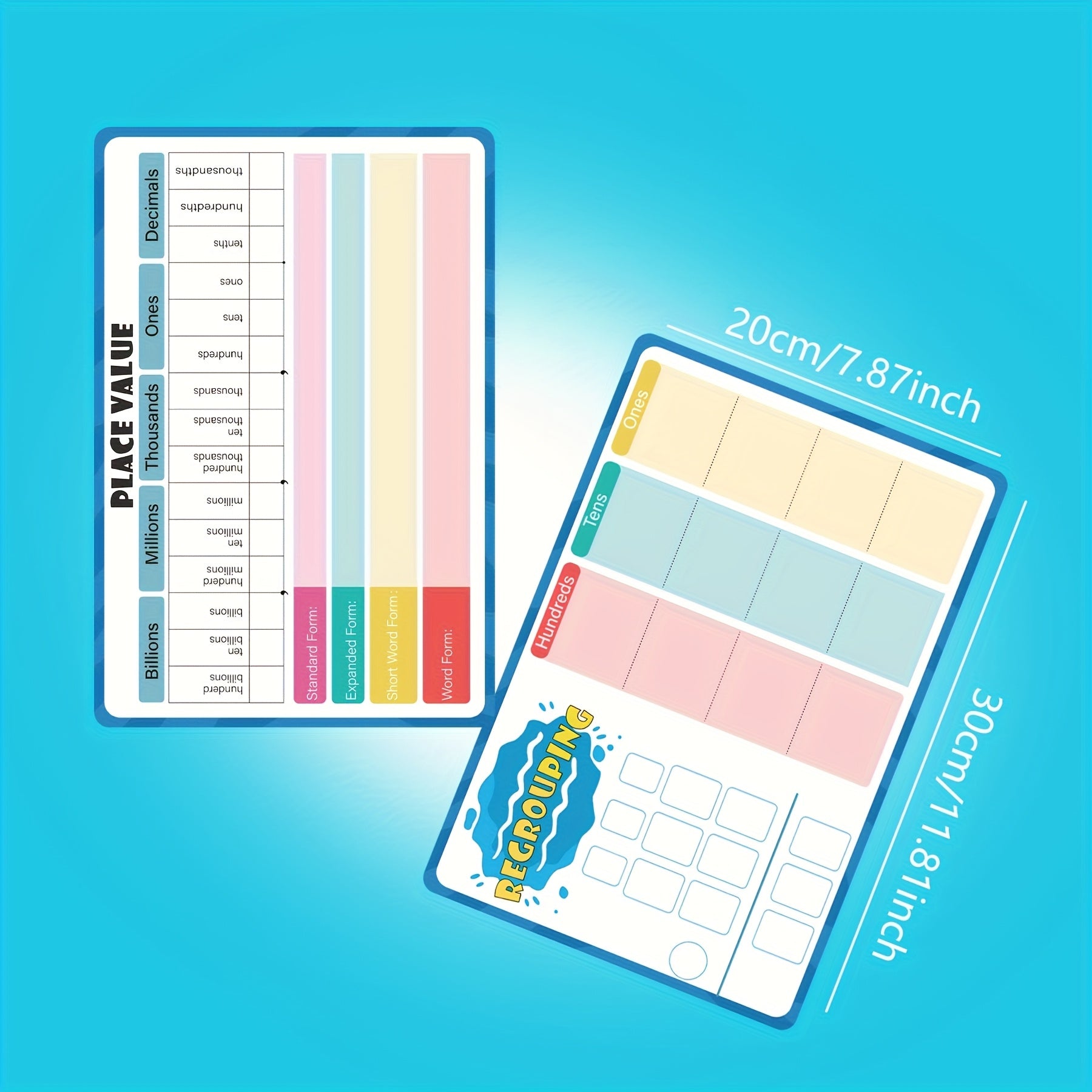 10 Pack Place Value Whiteboards 8x12 Math Charts Interactive Teaching Tools