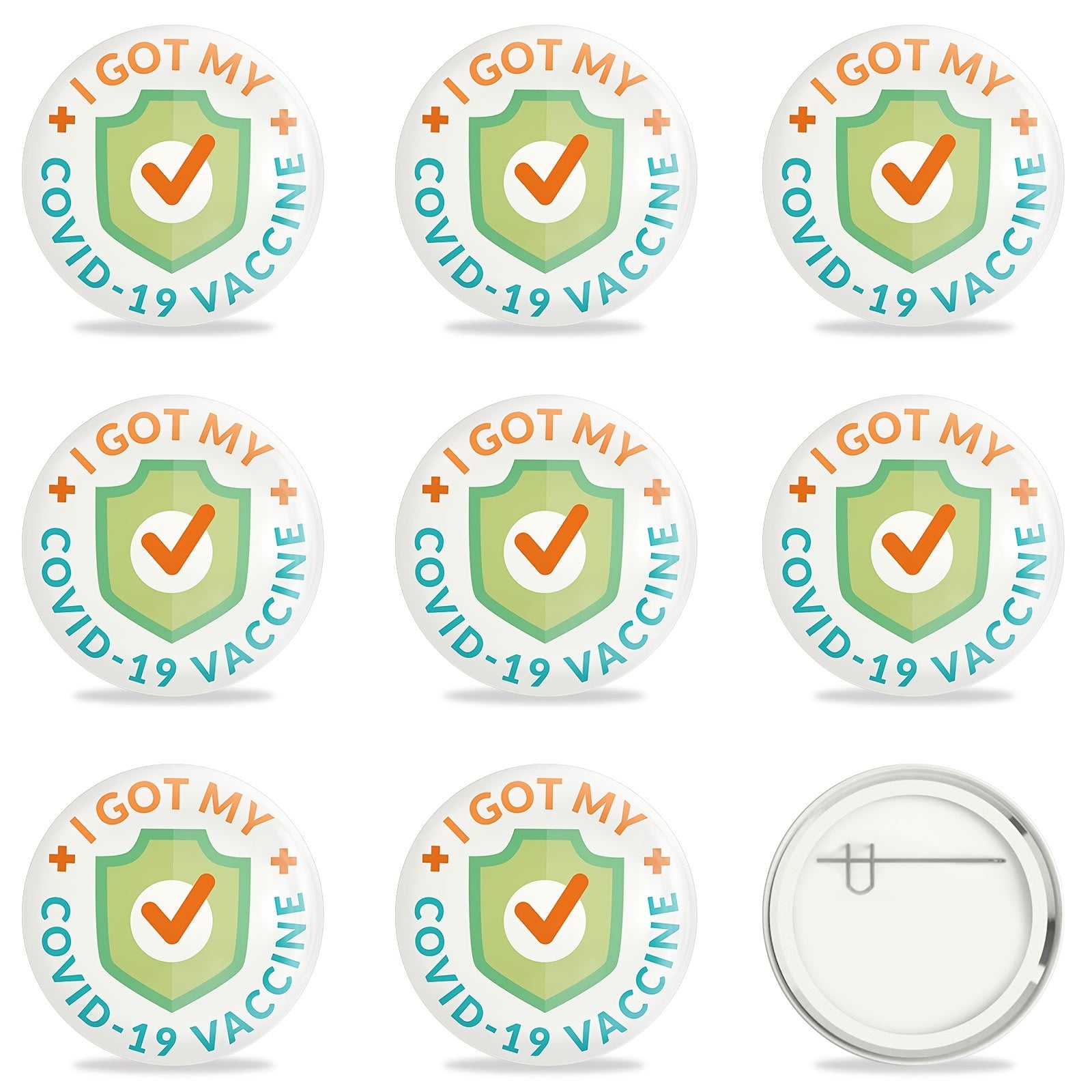 9 Pcs COVID 19 Vaccine Buttons For Men's Women's Brooches