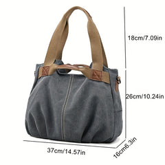 Casual Canvas Tote Bag Layer Shoulder Bag Vintage Storage Handbag