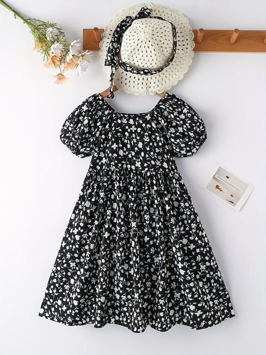 Girl's Casual Summer Floral Dress Ruffle Flared