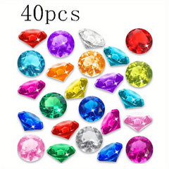 40pcs Diving Gems Pool Toys Large Acrylic Gems Pirate Treasure Chest