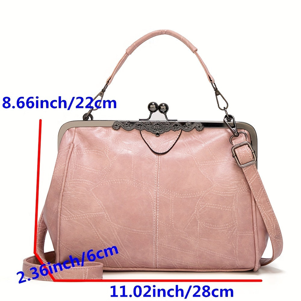 Vintage Kiss Lock Handbag Crossbody Bag Women's Top Handle Purse