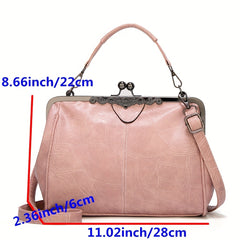 Vintage Kiss Lock Handbag Crossbody Bag Women's Top Handle Purse