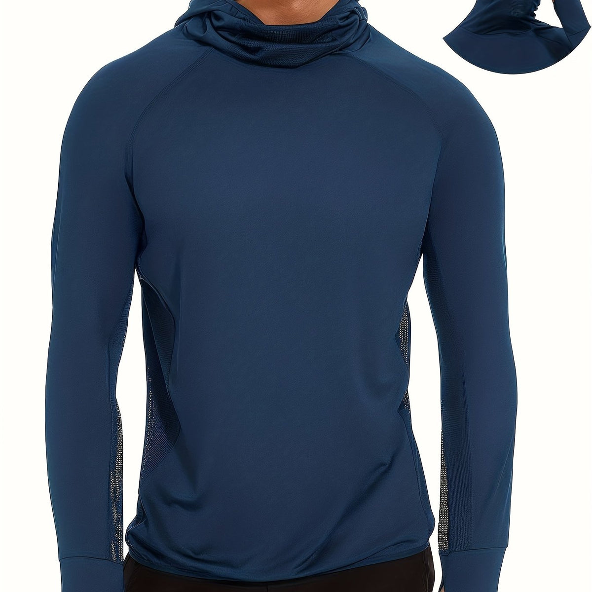 Men's Long Sleeved Hooded Sport Shirt Sunscreen Quick Drying Athletic Suit
