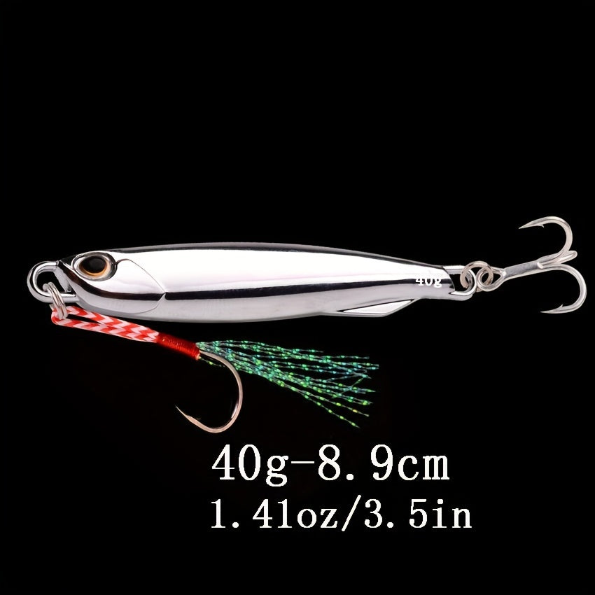 Electroplated Spoon Metal Jigs Fishing Lures with Hooks - 6 Weights 7g to 40g