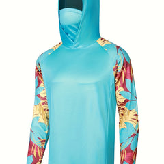 Men's UPF 50 Sun Protection Hoodie Leaf Pattern Quick Dry Top