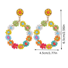Bohemian Hoop Earrings Beaded O Shape