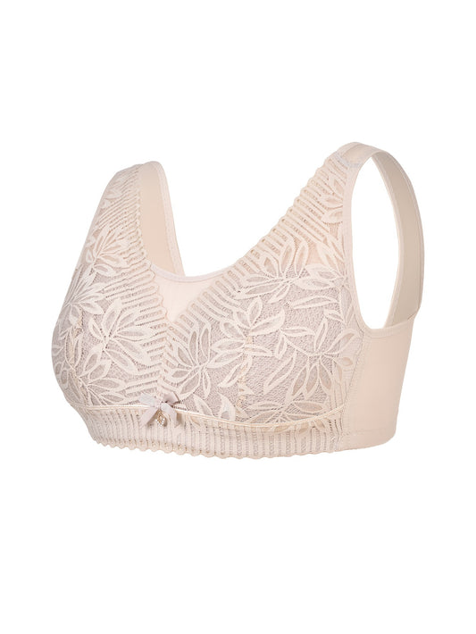 Plus Size Bra Women's Plus Floral Lace High Stretch Full Cover