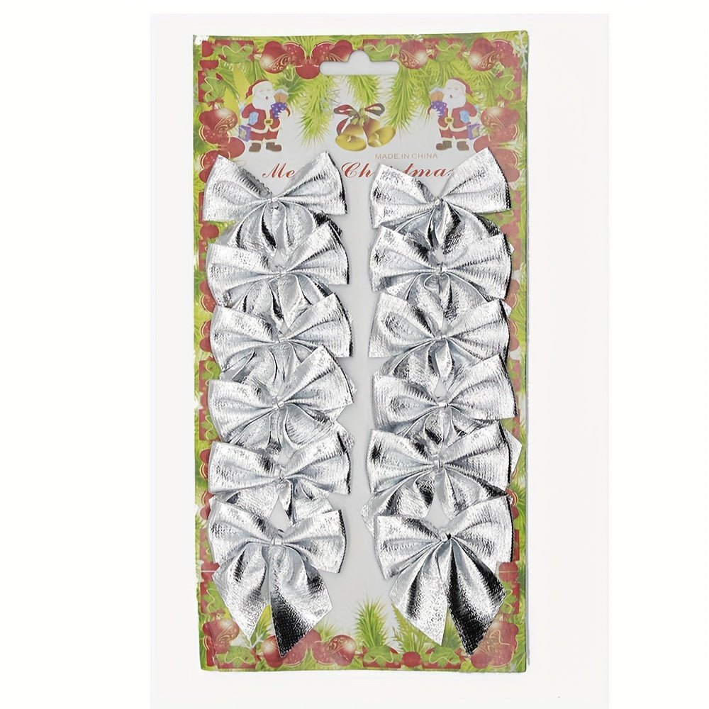 12pcs Christmas Tree Ornament Bow Room Decoration