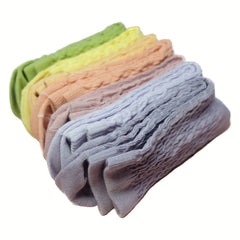 5 Pairs Textured Crew Socks Comfy & Breathable Women's Stockings