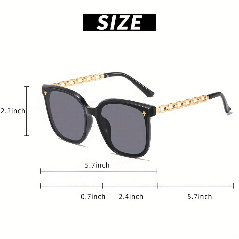 Cat Eye Sunglasses Vintage Square Chain Link Glasses