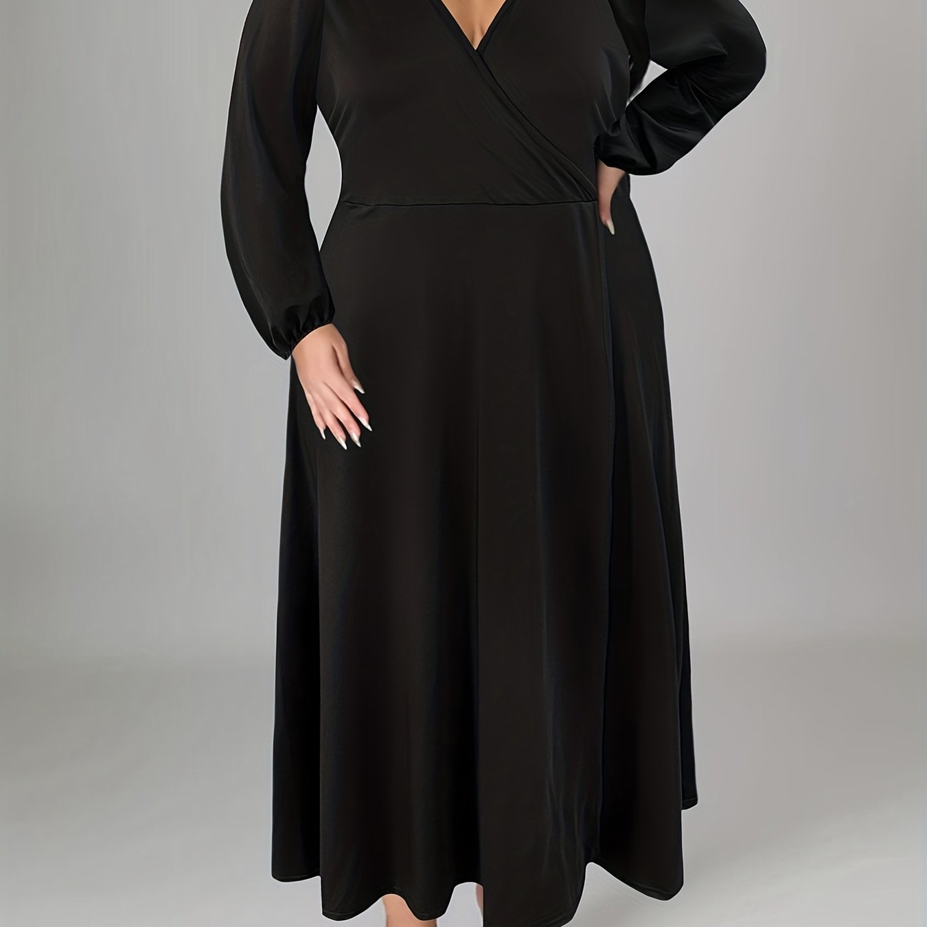  Solid Long Sleeve Pleated Maxi Dress