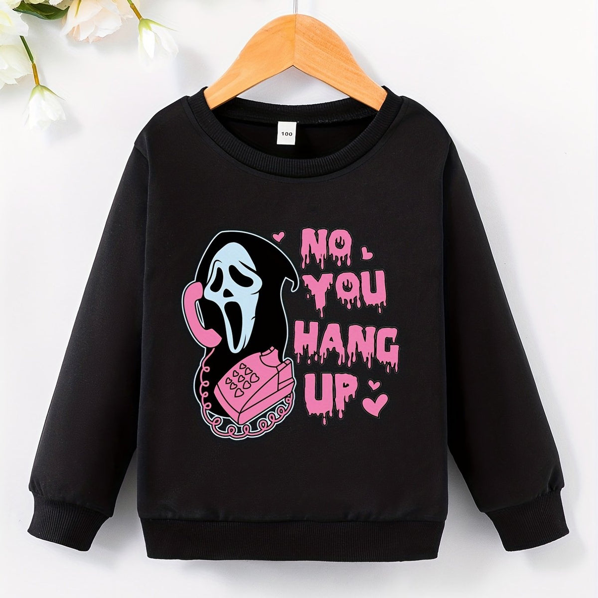 Girls' Halloween Sweatshirt Top No You Hang Up Print Round Neck