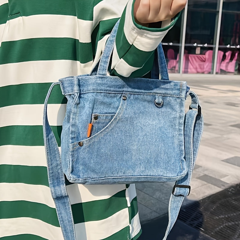 Portable Denim Square Bag for Traveling
