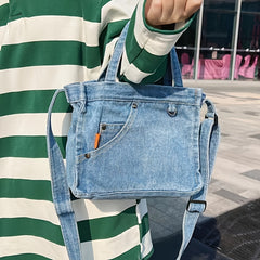 Portable Denim Square Bag for Traveling