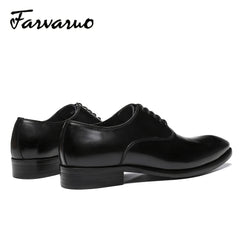 FARWARWO Men's Leather Oxford Shoes Pointed Toe Comfortable Dress Shoes