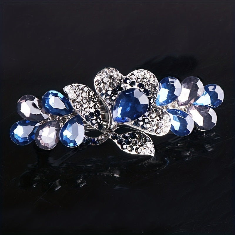 Crystal Flower Back Head Hair Clip French Barrette Hair Accessories